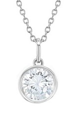delightful silver round clear cubic zirconia birthstone necklace for teens